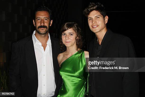 Actor Jose Maria Yazpik, actress Tessa Ia and actor J. D. Pardo attend the "The Burning Plain" film premiere at Bond Street Thompson Beverly Hills on...