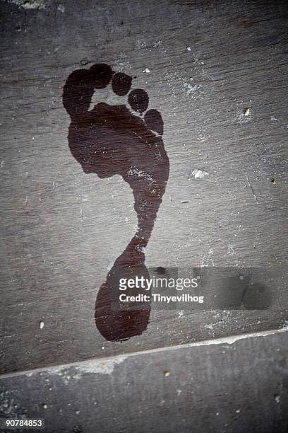 footprint  - footsteps on a boardwalk bildbanksfoton och bilder
