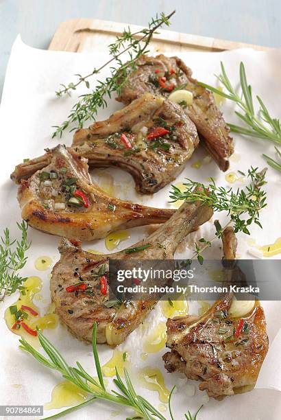 grilled lamb cutlets - cutlet stock pictures, royalty-free photos & images