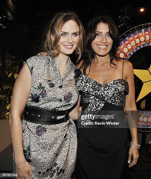 Actors Emily Deschanel and Lisa Edelstein appear at Fox TV's Fall Eco-Casino Party at BOA Steakhouse on September 14, 2009 in West Hollywood,...