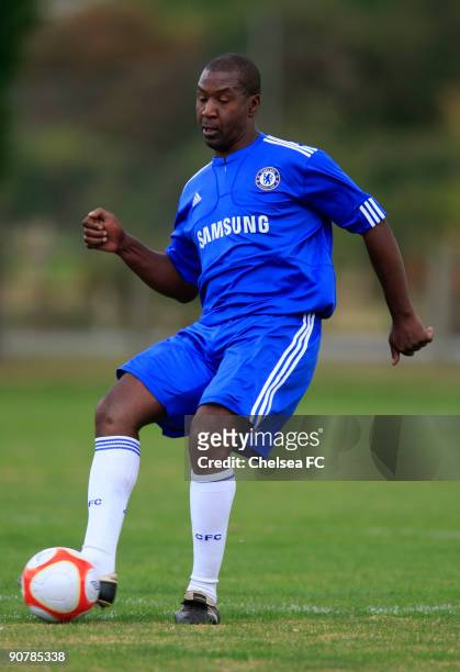 Chelsea's Keith Dublin passes the ball during a Chelsea Old Boys match at the club's Cobham training ground on September 14, 2009 in Cobham, England....