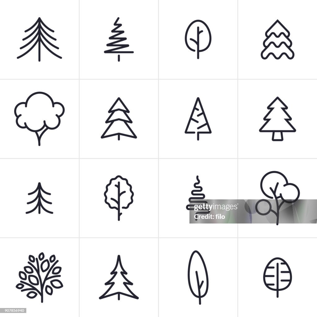 Tree and Evergreen Icons and Symbols