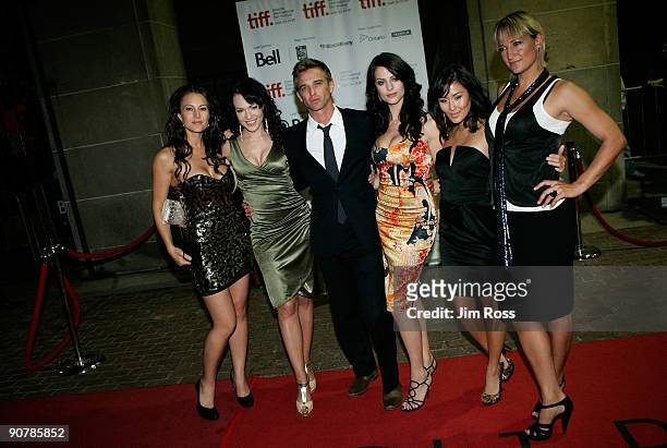 Actress America Olivo, Actress Erin Cummings, Actor Ron Melendez, Actress Julia Voth, Actress Minae Noji and Actress Zoe Bell arrive at the "Bitch...