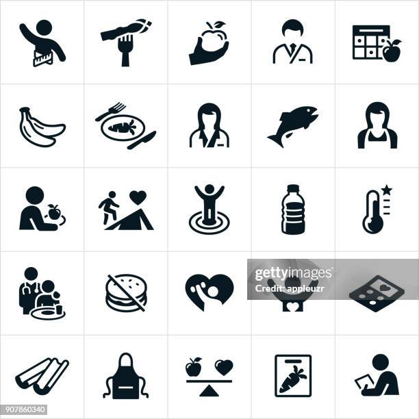 ernährungsberater-symbole - ernährungsberater stock-grafiken, -clipart, -cartoons und -symbole