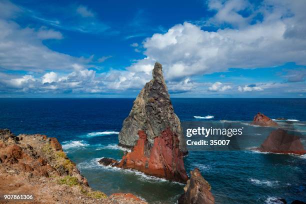 illheus da rib rock formations on the cliff coast of ribeira da janela, madeira, portugal - janela stock pictures, royalty-free photos & images
