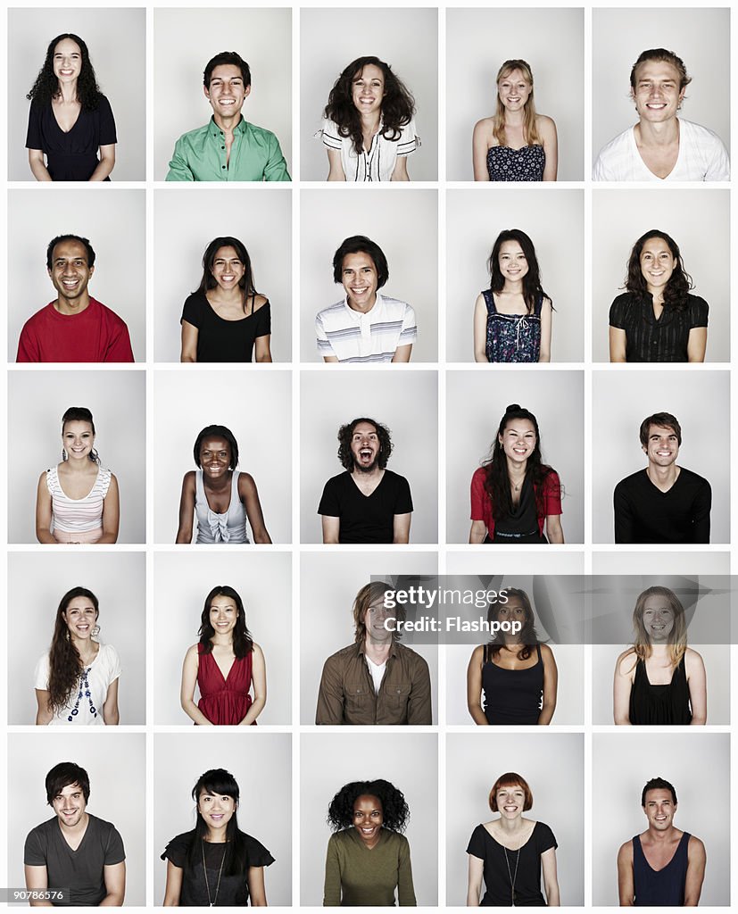 Montage of a group of people smiling