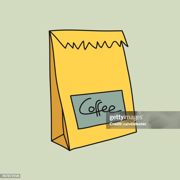 coffee paper bag - sharing coffee stock illustrations