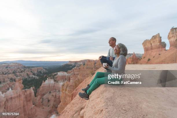 coffee on a cliff - utah landscape stock pictures, royalty-free photos & images