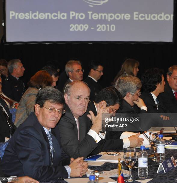Peru's Minister of Foreign Affairs, Jose Antonio Garcia Belaunde , and Defence's Rafael Rey during the opening of the extraordinary summit of...