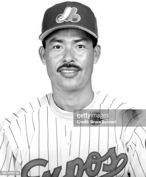 Pitcher Dennis Martinez of the Montreal Expos poses for a portrait during Spring Training circa March, 1993 in West Palm Beach, Florida.