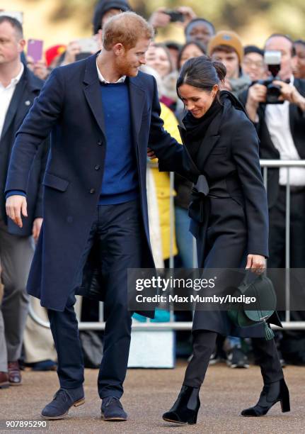 Prince Harry and Meghan Markle visit Cardiff Castle on January 18, 2018 in Cardiff, Wales.