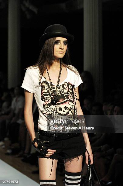 Model walks the runway at the Abbey Dawn by Avril Lavigne during Style360 Fashion Week at Metropolitan Pavilion on September 14, 2009 in New York...