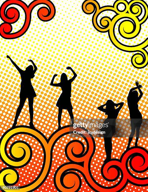 swirl dancing - sorority stock illustrations