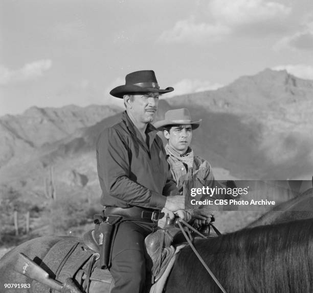Richard Boone as Paladin, left, and Perry Lopez as Bobby Joe Brent in "The Siege", November 2, 1960.