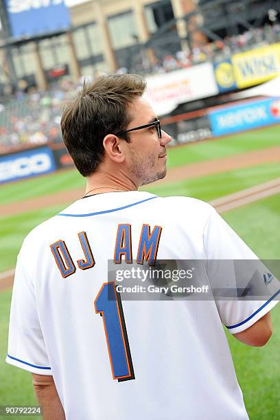 Seen before throwing the first pitch at Citi Field on August 23, 2009 in New York City.