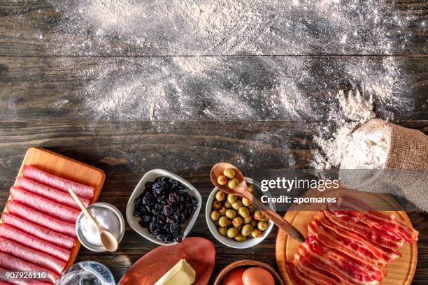 artisanal bakery: ingredients for bread making. - dried yeast stock pictures, royalty-free photos & images