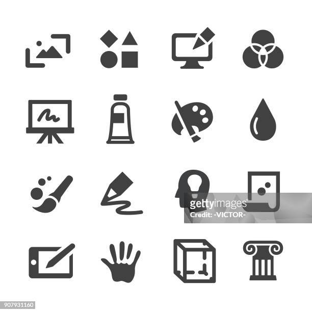kunst und bildung ikonen - acme-serie - kunstwerk stock-grafiken, -clipart, -cartoons und -symbole
