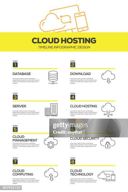 cloud hosting infographic design template - brochure rack stock illustrations