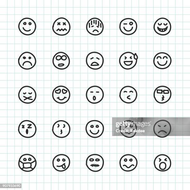 emoji icon - hand drawn series - round eyeglasses clip art stock illustrations