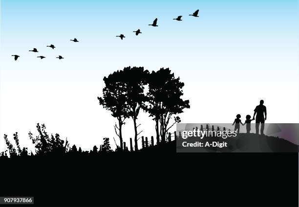 hilltop breeze - tree shadow stock illustrations