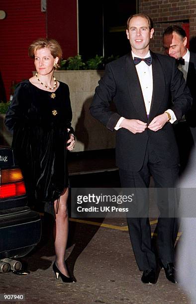 Sophie Rhys-Jones and Prince Edward arrive at the Duke of Edinburgh Award Christmas party 4/12/95. Prince Edward, the youngest son of Britain's Queen...