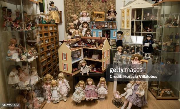 Dolls and doll houses are seen at the museum area of the "Hospital de Bonecas" on January 18, 2018 in Lisbon, Portugal. Started in 1830 by Dona...