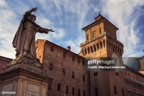 girolamo savonarola statues in ferrara - ferrara stock pictures, royalty-free photos & images