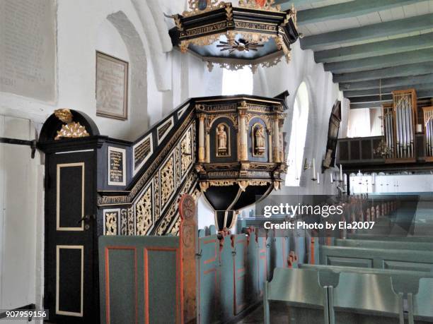 st. clemens church in büsum - pulpit stock pictures, royalty-free photos & images