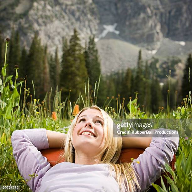 backpackers hiking through the wilderness - alta utah stock pictures, royalty-free photos & images