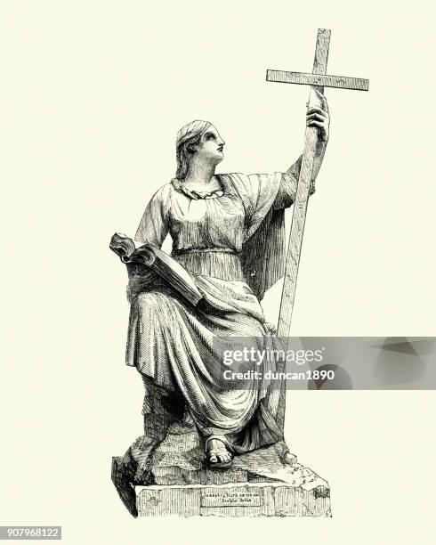 statue representing divinity - trinity college dublin stock illustrations
