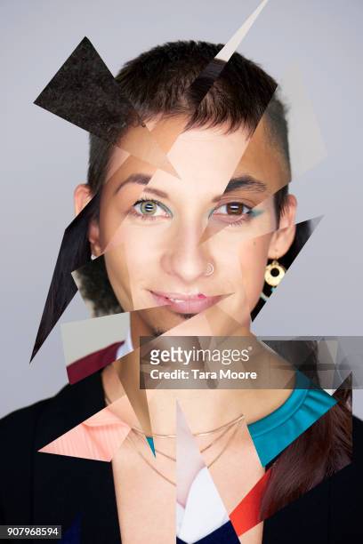 collage of different faces - gender identity stockfoto's en -beelden
