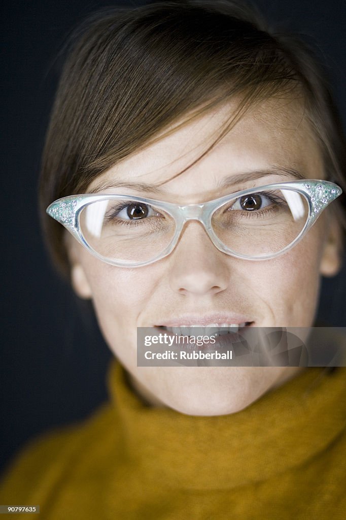 Woman wearing vintage glasses