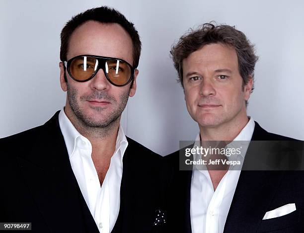 Director/designer Tom Ford and actor Colin Firth pose for a portrait during the 2009 Toronto International Film Festival held at the Sutton Place...