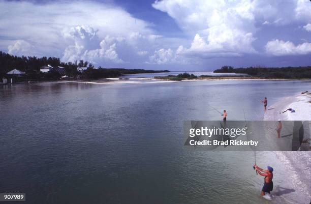 Saltwater fishing from Captiva/Sannibel Island on the Gulf Coast of Florida. July 1996.