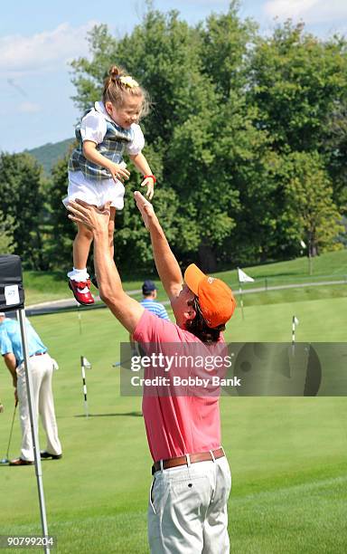 Donald Trump Jr.and his 3 year old daughter Kai Madison Trump attend the 3rd annual Eric Trump Foundation Golf Invitational at the Trump National...