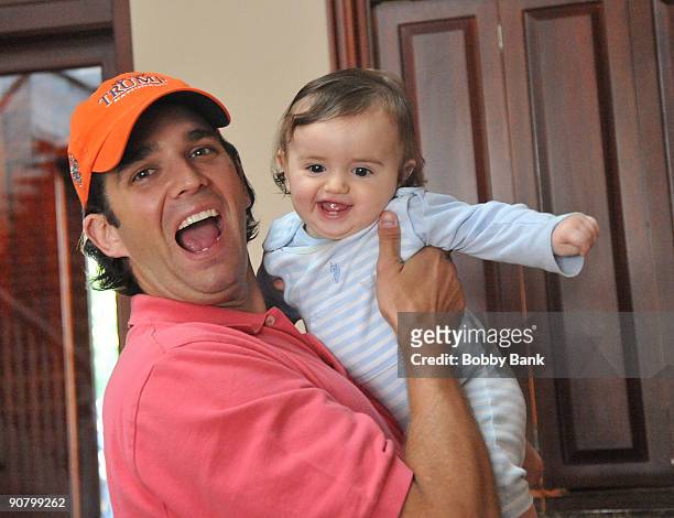 Donald Trump Jr.and his 7 month son Donald John Trump III attends the 3rd annual Eric Trump Foundation Golf Invitational at the Trump National Golf...