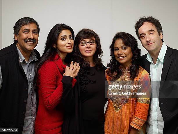 Director Dilip Mehta, actors Shriya Saran, Lisa Ray, actress Seema Biswas and actor Don McKellar from the film 'Cooking With Stella' pose for a...