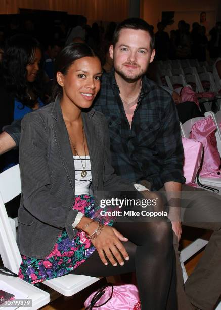 Personality Damien Fahey and girlfriend Grasie Mercedes attends the Pink Dress Collection event during Style360 Fashion Week at the Metropolitan...