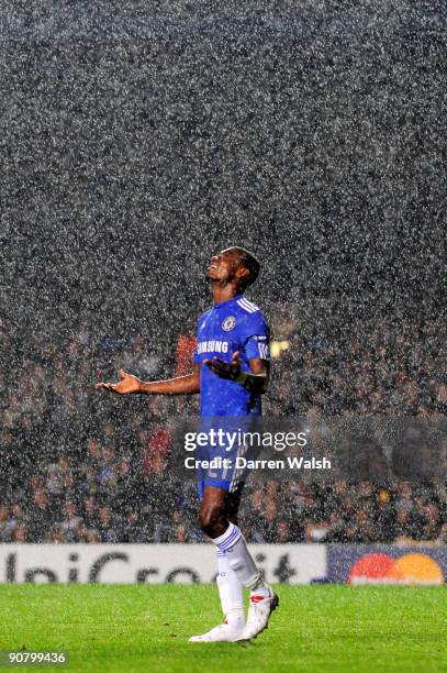 Salomon Kalou of Chelsea reacts after a missed chance on goal during the UEFA Champions League Group D match between Chelsea and FC Porto at Stamford...