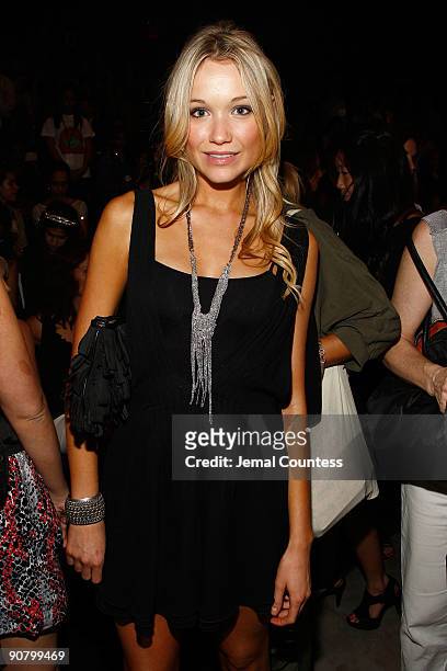 Actress Katrina Bowden attends the Max Azria Spring 2010 Fashion Show during Mercedes-Benz Fashion Week at Bryant Park on September 15, 2009 in New...