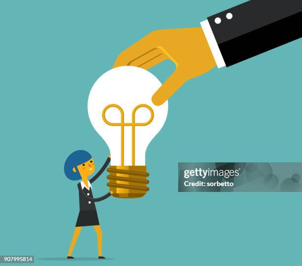 businesswoman - idea light bulb - organ harvesting stock illustrations