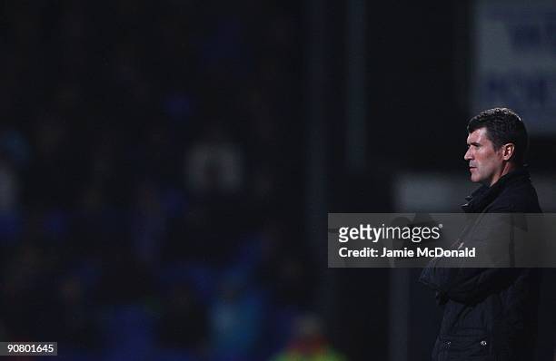 Ipswich Town manager Roy Keane looks on during the Coca Cola Championship match between Ipswich Town and Nottingham Forest at Portman Road on...