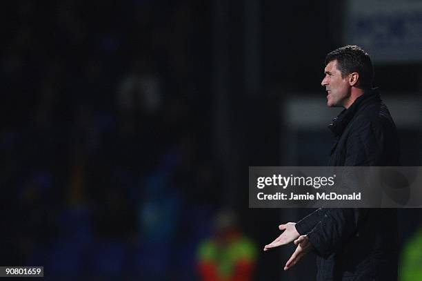 Ipswich Town manager Roy Keane shouts instructions during the Coca Cola Championship match between Ipswich Town and Nottingham Forest at Portman Road...