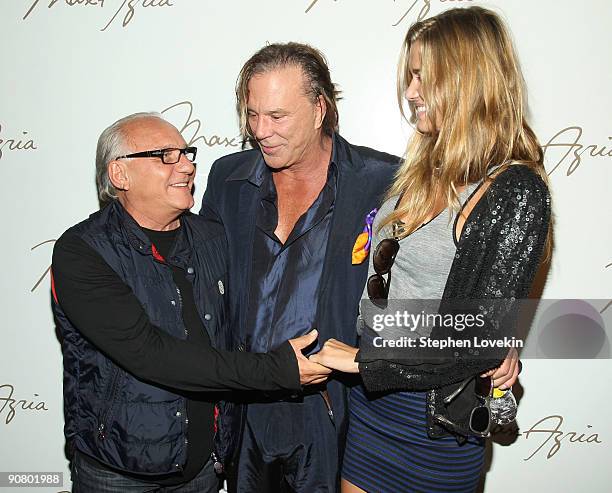 Designer Max Azria, actor Mickey Rourke and model Cheyenne Tozzi attend the Max Azria Spring 2010 Fashion Show during Mercedes-Benz Fashion Week at...