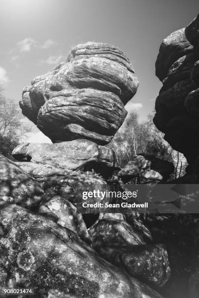 rock shadows - brimham rocks stock pictures, royalty-free photos & images