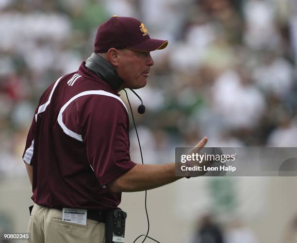 Central Michigan University Chippewas head coach Butch Jones during the game aginst the Michigan State Spartans at Spartan Stadium on September 12,...