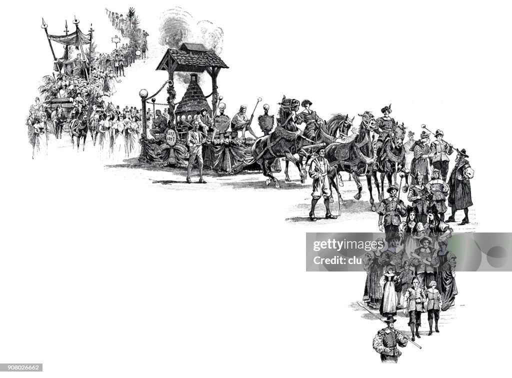 Parade at the jubilee celebration of the Thuringian glass industry