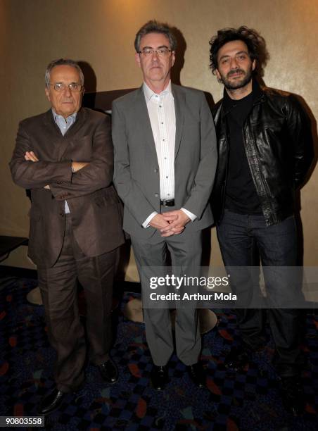 Director Marco Billocchio, Director and CEO of TIFF Piers Handling and actor Filippo Timi attends "Vincere" Premiere held at the Varsity 3 during the...