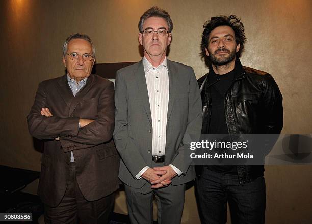 Director Marco Billocchio, Director and CEO of TIFF Piers Handling and actor Filippo Timi attends "Vincere" Premiere held at the Varsity 3 during the...