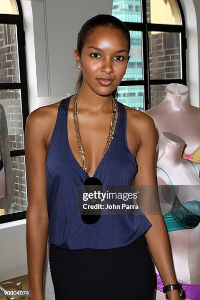 Model Elizabeth Mathis attends the Victoria's Secret Fashion Week Suite at Bryant Park Hotel on September 15, 2009 in New York City.
